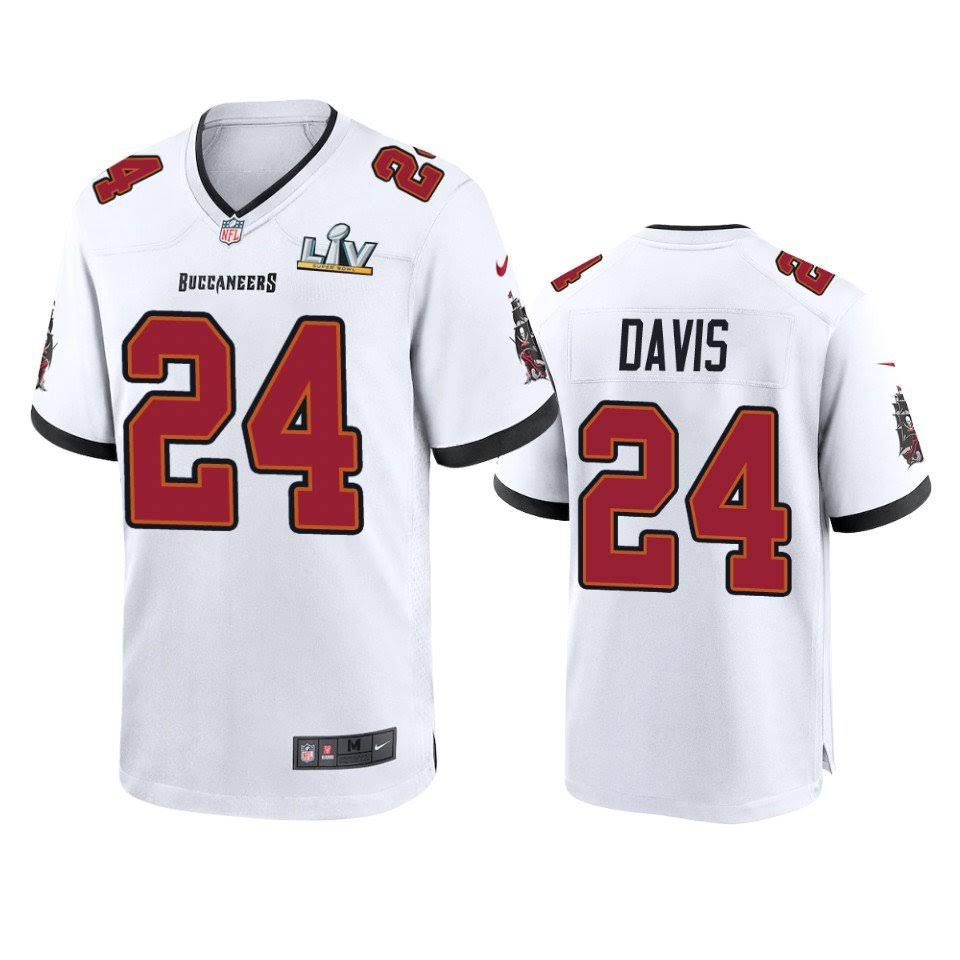 Men Tampa Bay Buccaneers #24 Carlton Davis III Nike White Super Bowl LV Game NFL Jersey